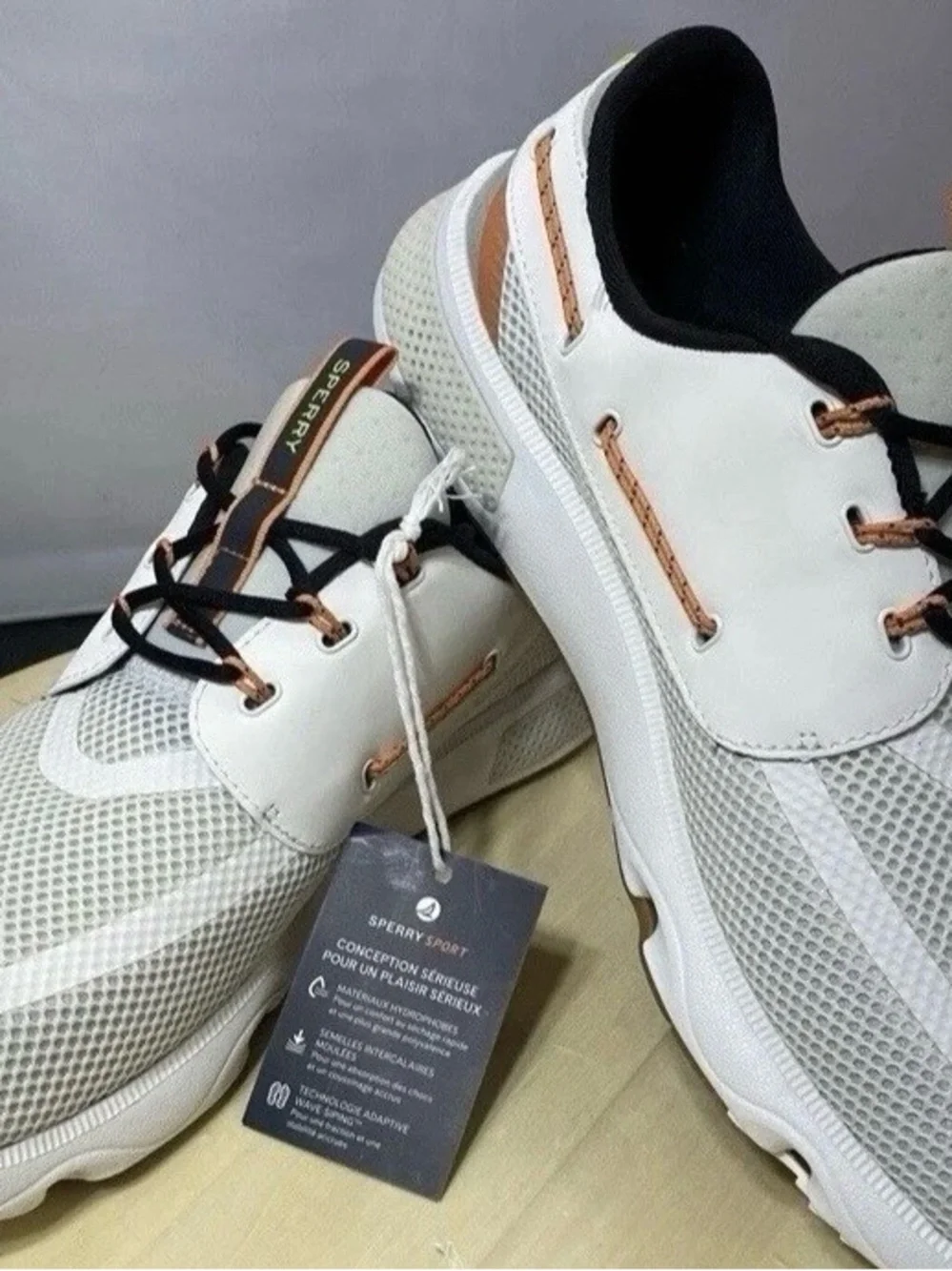 Sperry Sport Men’s 7 Seas 3-Eye Sneakers White Mesh Casual Shoes Size 13 US New